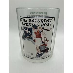 ~*Vintage*~Norman Rockwell Saturday Evening Post Glass“The Bodybuilder” 1922 EUC